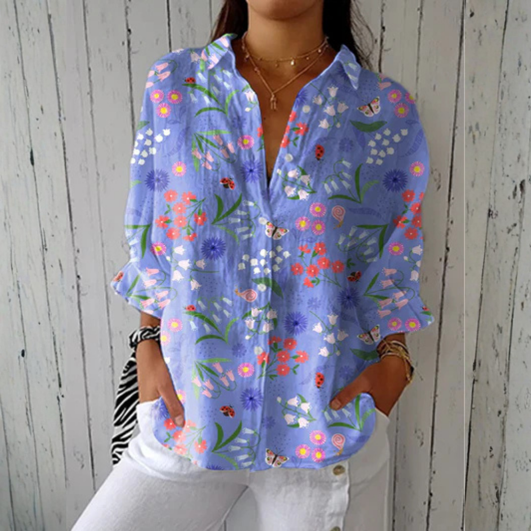 Louise Playful Dog Print Blouse detail