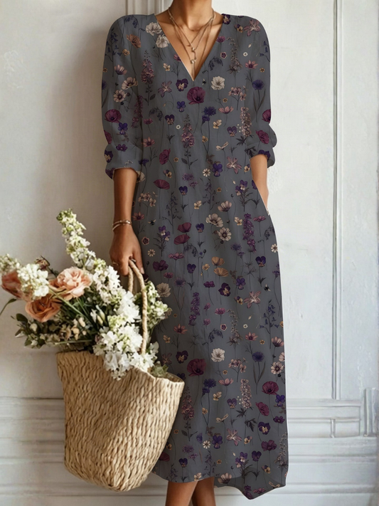Lily | Charcoal Floral Maxi Dress