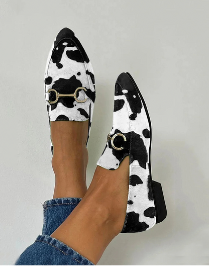 Diana Printed Loafers with Buckle Detail