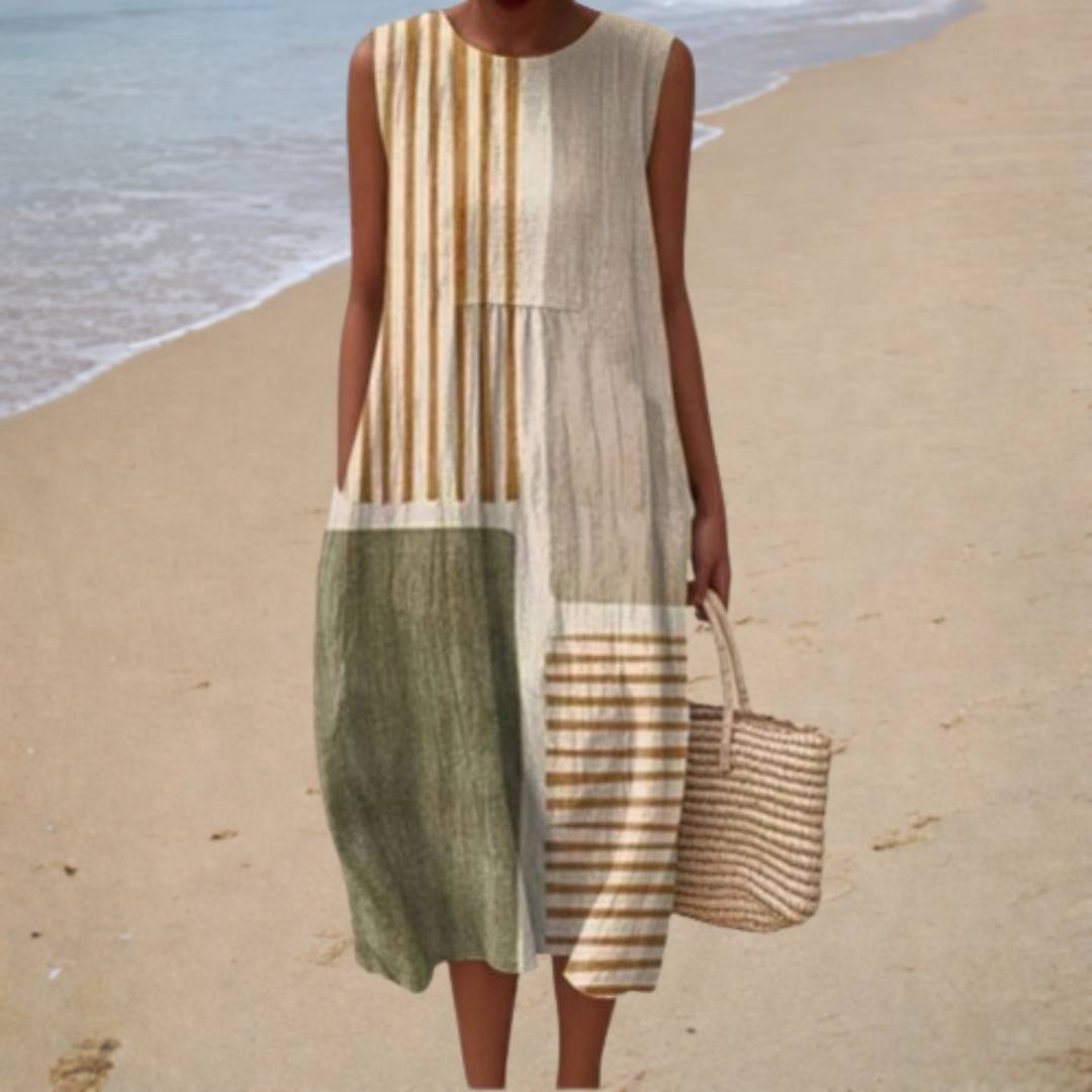Elsie – Neutral Colour Block Dress