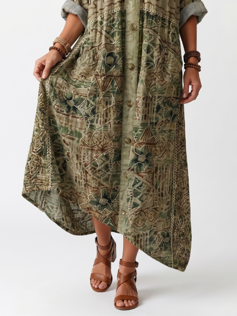 Aleta | Front Button Oversized Pocket Midi Dress