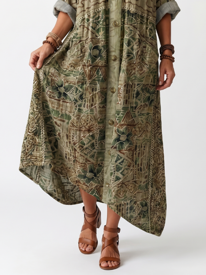Aleta | Front Button Oversized Pocket Midi Dress