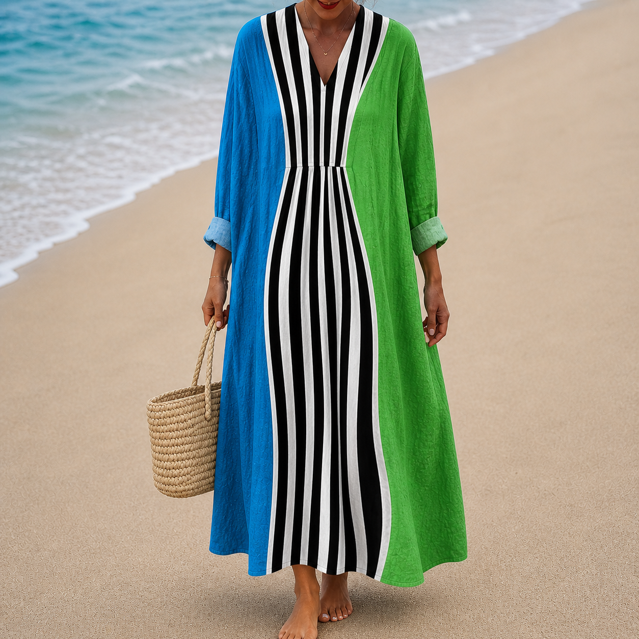 Lucy – Striped Colour Block Maxi Dress
