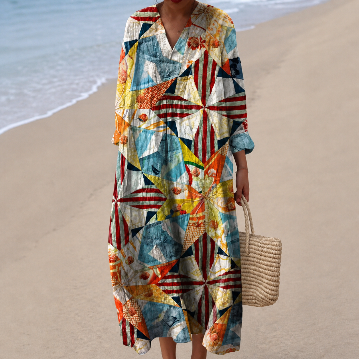 Olivia – Abstract Print Midi Dress