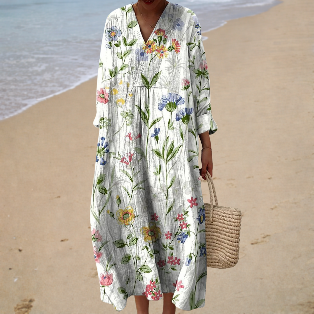 Maisie – Floral V-Neck Midi Dress
