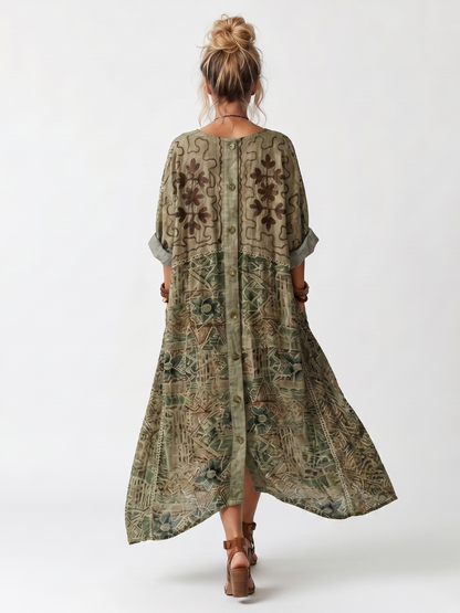 Aleta | Front Button Oversized Pocket Midi Dress