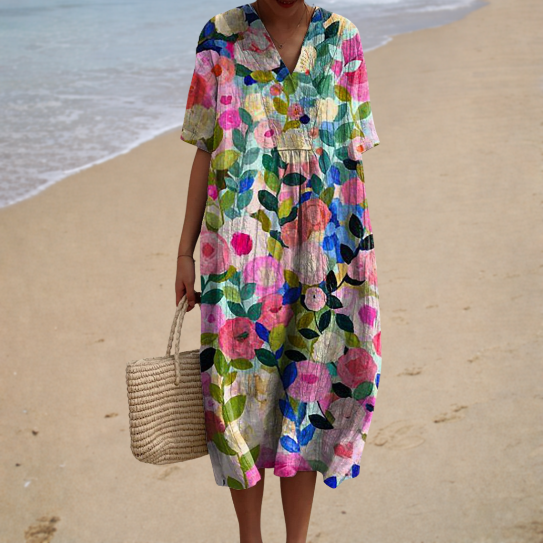Summer – Colourful Floral Midi Dress