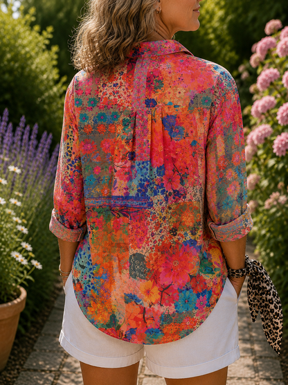 Sophie | Vibrant Artistic Button-Up Blouse