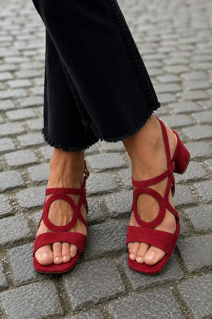Sienna - Square Toe Heels with Round Cut for Summer
