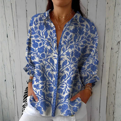 Isabelle Blue Garden Blouse detail