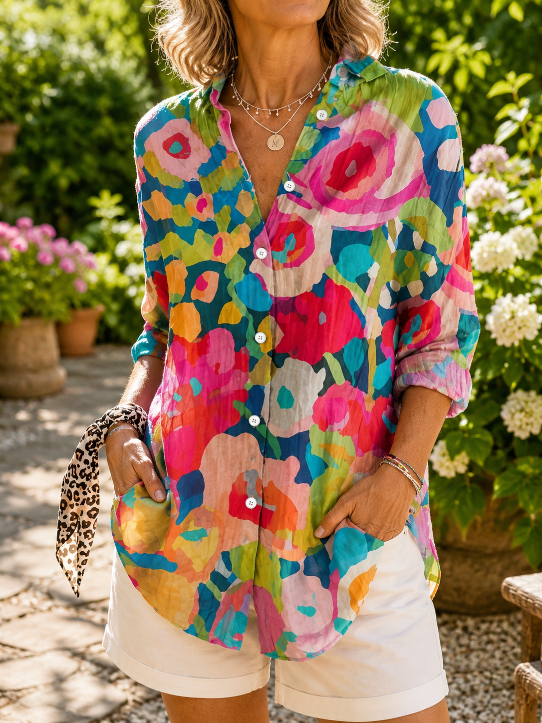 Holly | Vibrant Artistic Button-Up Blouse