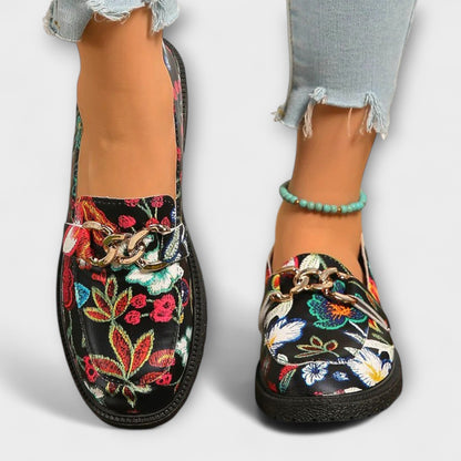 Orla – Multi-coloured Loafers with Floral Pattern