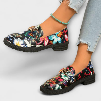 Orla – Multi-coloured Loafers with Floral Pattern