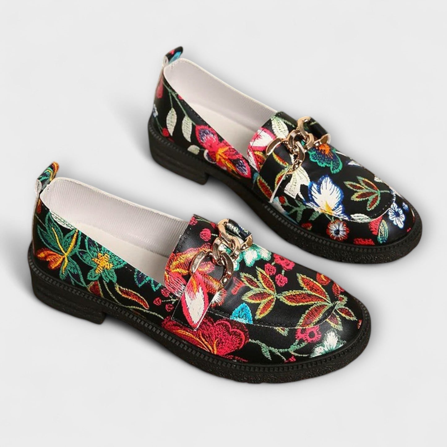 Orla – Multi-coloured Loafers with Floral Pattern