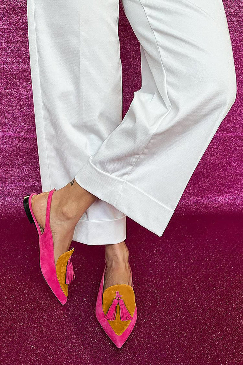 Frendessa Fringe Ballet Flats with Ankle Strap