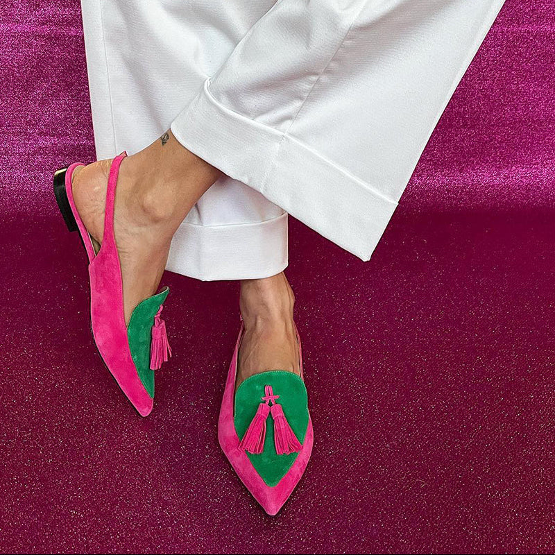 Frendessa Fringe Ballet Flats with Ankle Strap