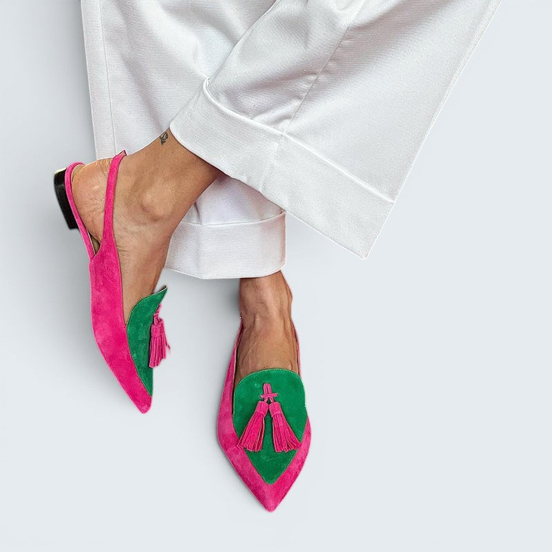 Frendessa Fringe Ballet Flats with Ankle Strap