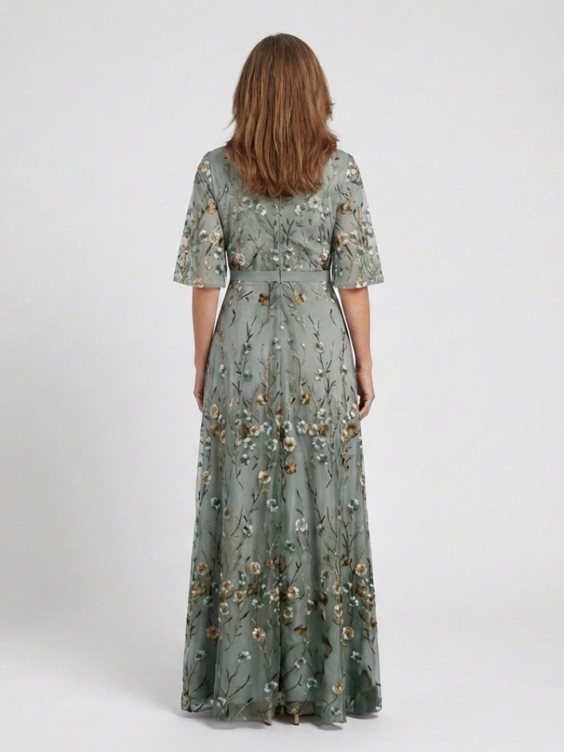 Melodi | Long Floral Dress with V-Neck