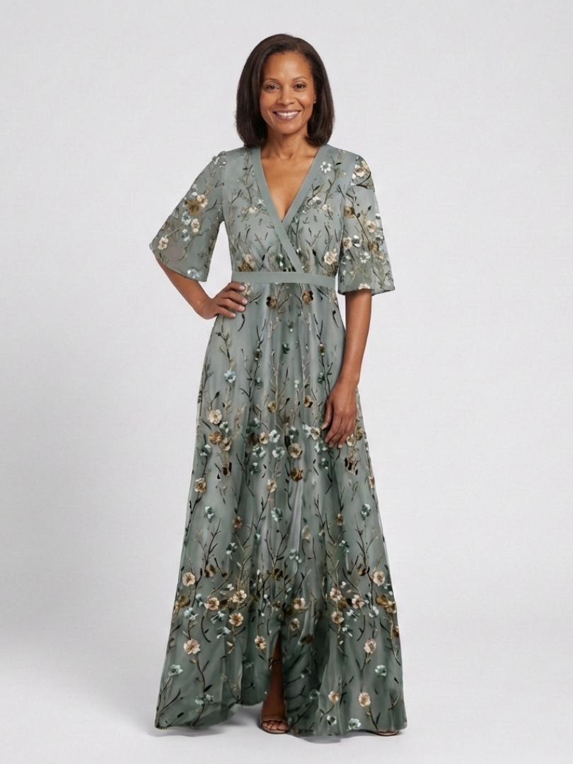 Melodi | Long Floral Dress with V-Neck